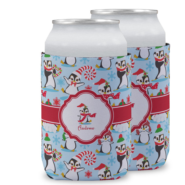 Custom Christmas Penguins Can Cooler (12 oz) w/ Name or Text