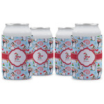 Christmas Penguins Can Cooler (12 oz) - Set of 4 w/ Name or Text
