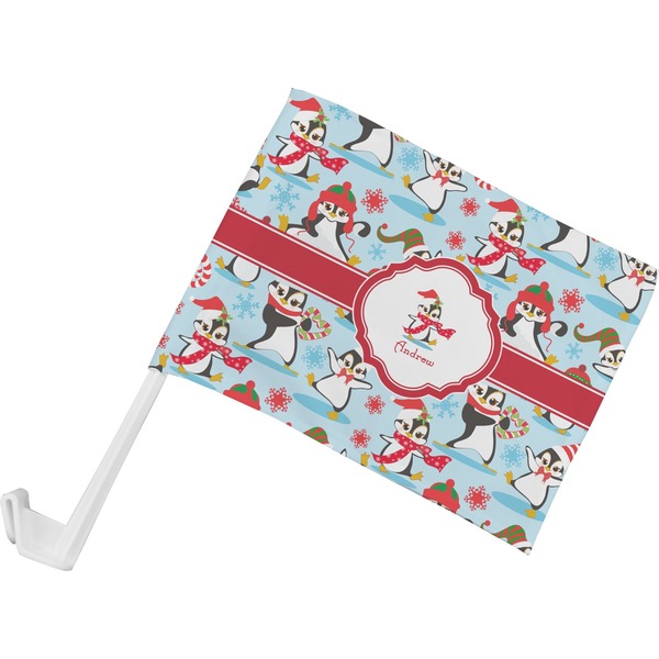 Custom Christmas Penguins Car Flag - Small w/ Name or Text