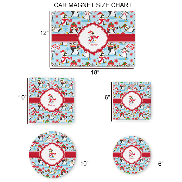 Christmas Penguins Car Magnets - SIZE CHART