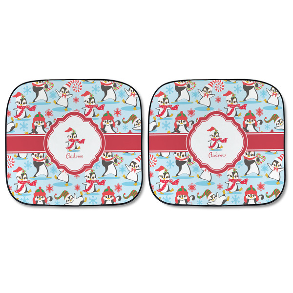 Christmas Penguins Car Sun Shades - FRONT
