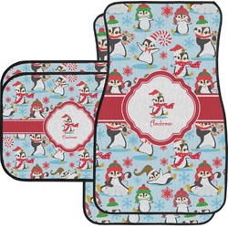Christmas Penguins Car Floor Mats Set - 2 Front & 2 Back (Personalized)