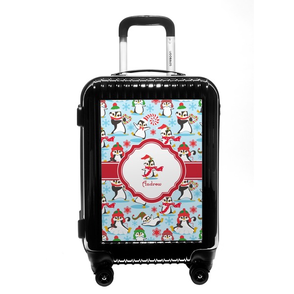 Custom Christmas Penguins Carry On Hard Shell Suitcase (Personalized)