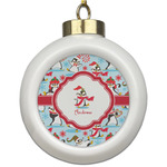 Christmas Penguins Ceramic Ball Ornament (Personalized)