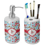 Christmas Penguins Ceramic Bathroom Accessories Set (Personalized)