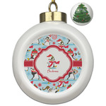 Christmas Penguins Ceramic Ball Ornament - Christmas Tree (Personalized)