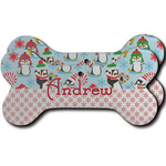 Christmas Penguins Ceramic Dog Ornament - Front & Back w/ Name or Text