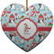Christmas Penguins Ceramic Flat Ornament - Heart (Front)