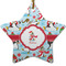 Christmas Penguins Ceramic Flat Ornament - Star (Front)