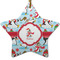 Christmas Penguins Star Ceramic Ornament w/ Name or Text