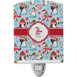 Christmas Penguins Ceramic Night Light (Personalized)