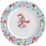 Christmas Penguins Ceramic Dinner Plates (Set of 4) (Personalized)