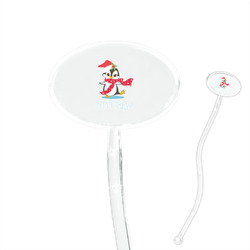 Christmas Penguins 7" Oval Plastic Stir Sticks - Clear (Personalized)