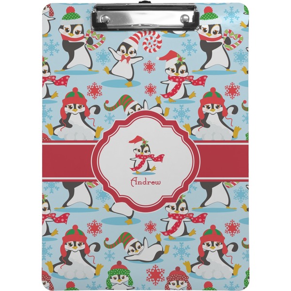 Custom Christmas Penguins Clipboard (Letter Size) (Personalized)