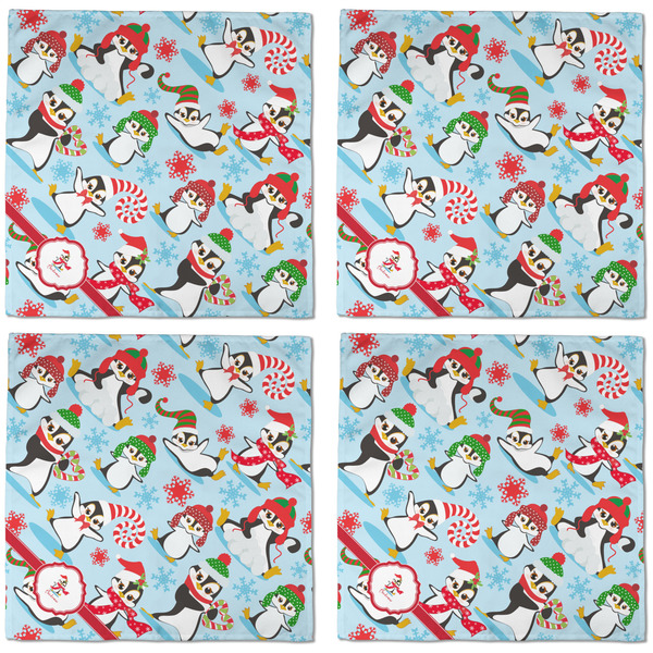 Christmas Penguins Cloth Napkins - Personalized Dinner (APPROVAL) Set of 4