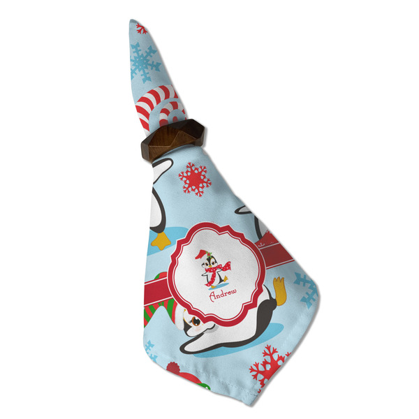 Christmas Penguins Cloth Napkins - Personalized Dinner (Folded in Ring) (MAIN)