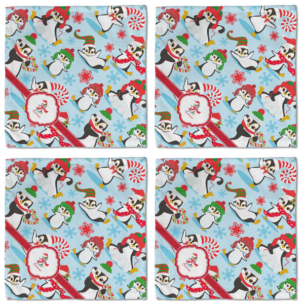 Christmas Penguins Cloth Napkins - Personalized Lunch (APPROVAL) Set of 4