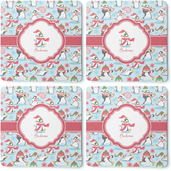 Christmas Penguins Coaster Rubber Back - Apvl