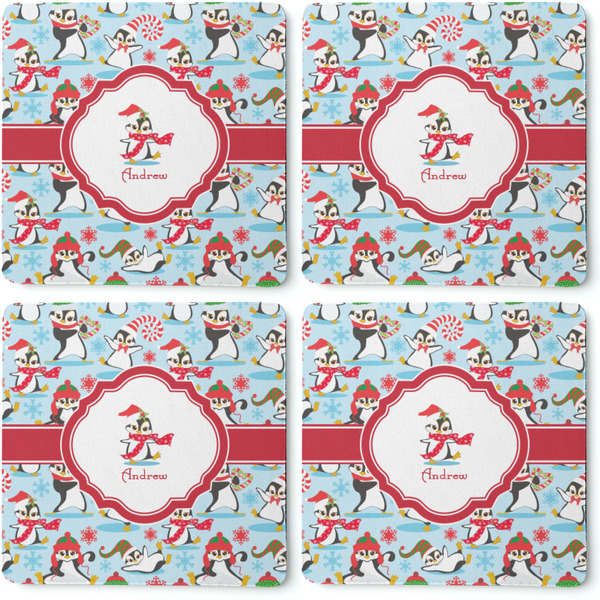 Christmas Penguins Coaster Rubber Back - Apvl