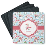 Christmas Penguins Square Rubber Backed Coasters - Set of 4 (Personalized)