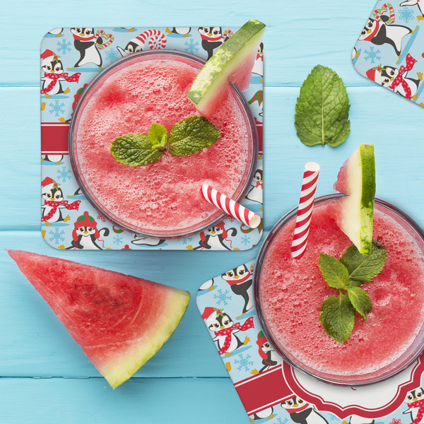 Christmas Penguins Coaster Set - LIFESTYLE