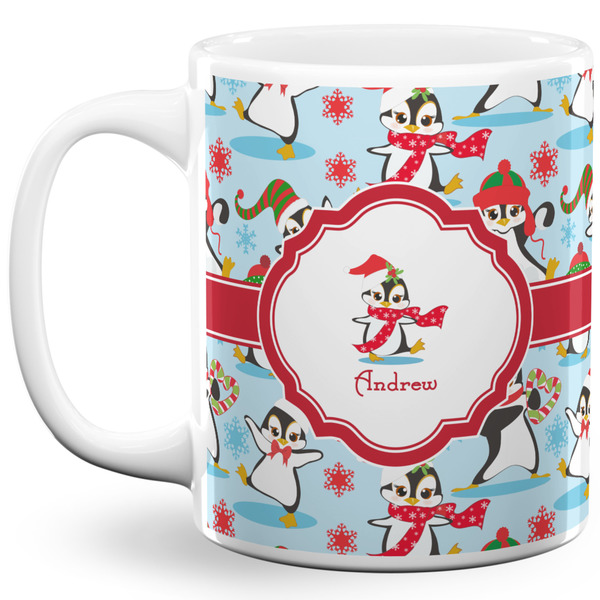 Custom Christmas Penguins 11 Oz Coffee Mug - White (Personalized)
