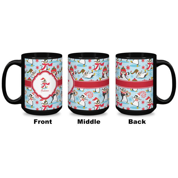 Christmas Penguins Coffee Mug - 15 oz - Black APPROVAL