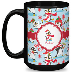 Christmas Penguins 15 Oz Coffee Mug - Black (Personalized)