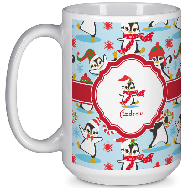 Custom Christmas Penguins 15 Oz Coffee Mug - White (Personalized)