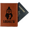 Christmas Penguins Cognac Leather Passport Holder With Passport - Main