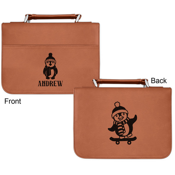 Christmas Penguins Cognac Leatherette Bible Covers - Small Double Sided Apvl