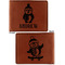 Christmas Penguins Cognac Leatherette Bifold Wallets - Front and Back