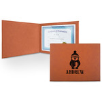 Christmas Penguins Leatherette Certificate Holder - Front (Personalized)
