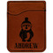 Christmas Penguins Cognac Leatherette Phone Wallet close up
