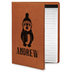 Christmas Penguins Leatherette Portfolio with Notepad - Small - Single Sided (Personalized)