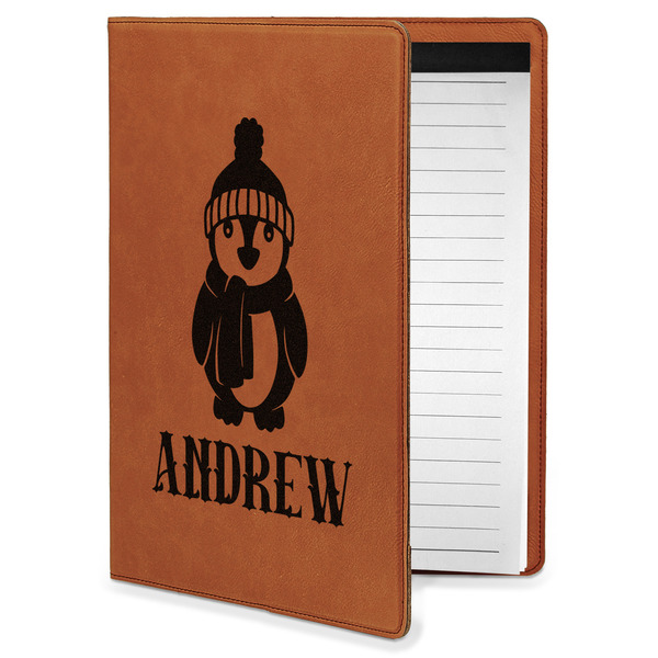 Custom Christmas Penguins Leatherette Portfolio with Notepad - Small - Single Sided (Personalized)