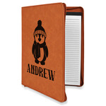 Christmas Penguins Leatherette Zipper Portfolio with Notepad - Single Sided (Personalized)