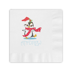 Christmas Penguins Coined Cocktail Napkins (Personalized)