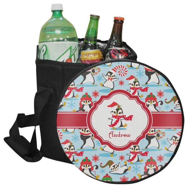 Custom Christmas Penguins Collapsible Cooler & Seat (Personalized)