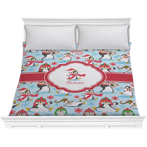 Custom Christmas Penguins Comforter - King (Personalized)