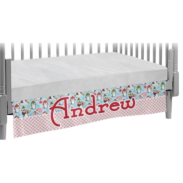 Custom Christmas Penguins Crib Skirt (Personalized)