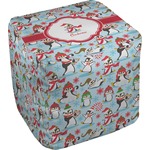 Christmas Penguins Cube Pouf Ottoman (Personalized)