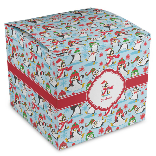 Custom Christmas Penguins Cube Favor Gift Boxes (Personalized)