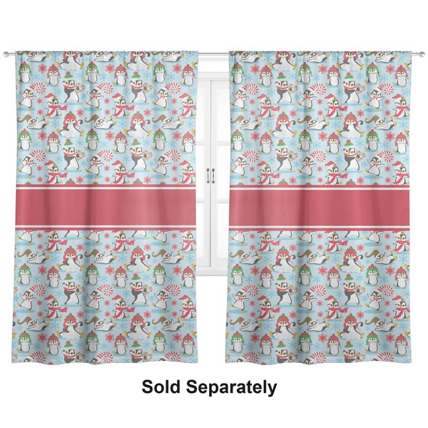 Custom Christmas Penguins Curtain Panel - Custom Size