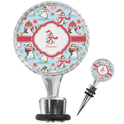 Christmas Penguins Wine Bottle Stopper (Personalized)