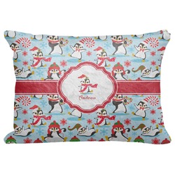 Christmas Penguins Decorative Baby Pillowcase - 16"x12" (Personalized)
