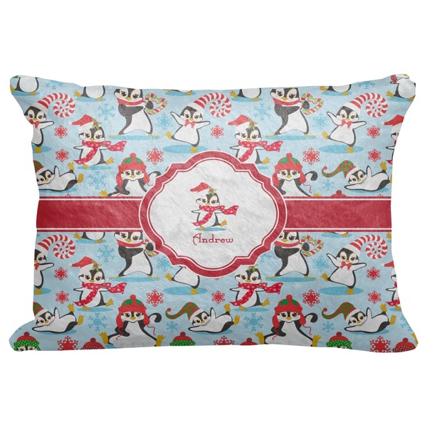 Custom Christmas Penguins Decorative Baby Pillowcase - 16"x12" (Personalized)