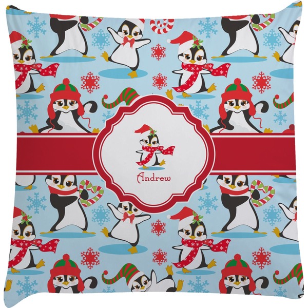 Custom Christmas Penguins Decorative Pillow Case (Personalized)