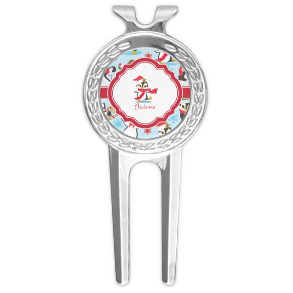 Custom Christmas Penguins Golf Divot Tool & Ball Marker (Personalized)