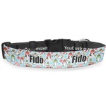 Christmas Penguins Deluxe Dog Collar - Double Extra Large (20.5" to 35") (Personalized)
